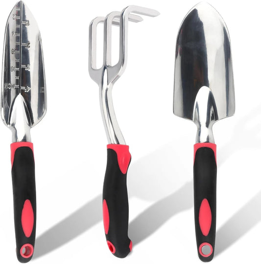 Garden Tool Set, 3PCS Heavy Duty Aluminum Gardening Tools with Soft Non-Slip Erg