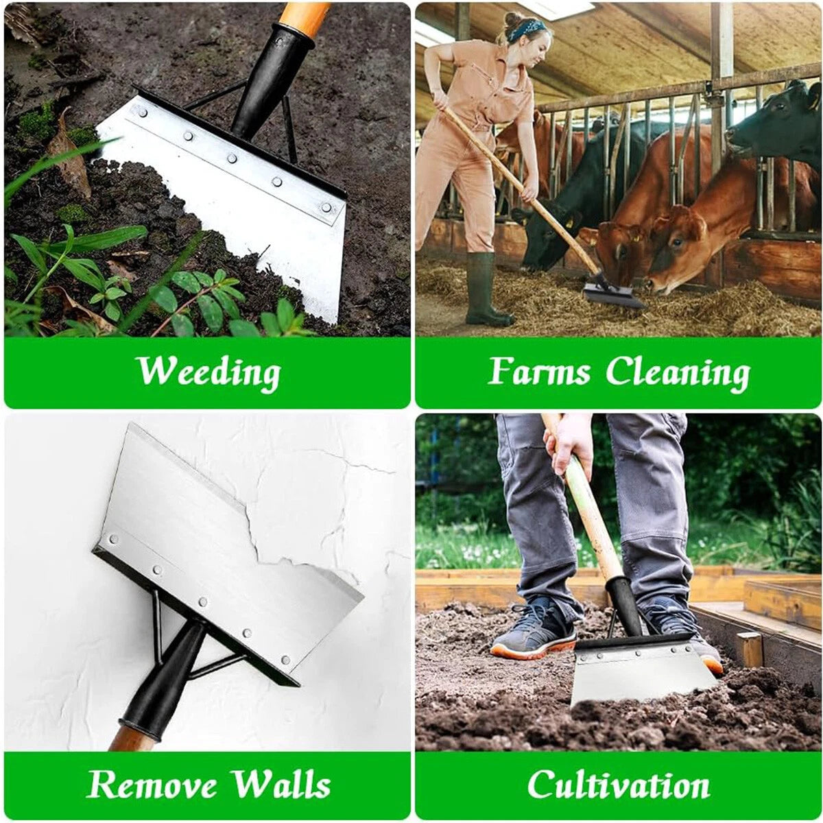Garden Shovel Heavy Duty Steel Multifunction Cleaning Flat Shovel Weeding Tools