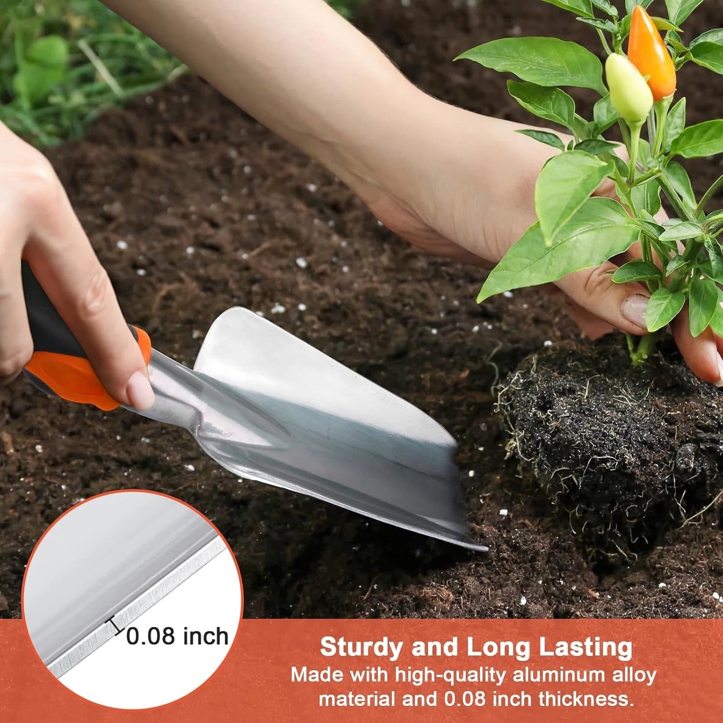 Garden Tools Set, 3 Pack Heavy Duty Gardening Tools Set Include Garden Shovel