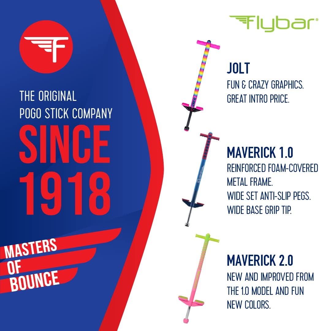 Flybar Foam Maverick Pogo Stick For Kids Ages 5+, Weights 40 to 80 Pounds By the