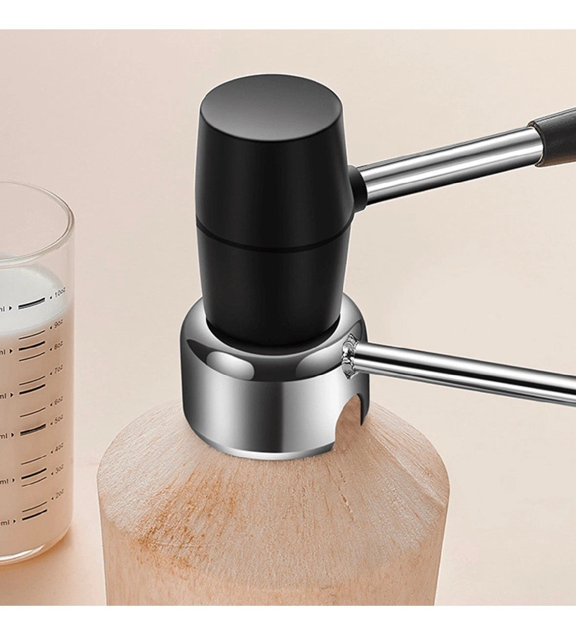 Coconut Opener Tool Set with Hammer Easy Open for Young Coconuts Stainless