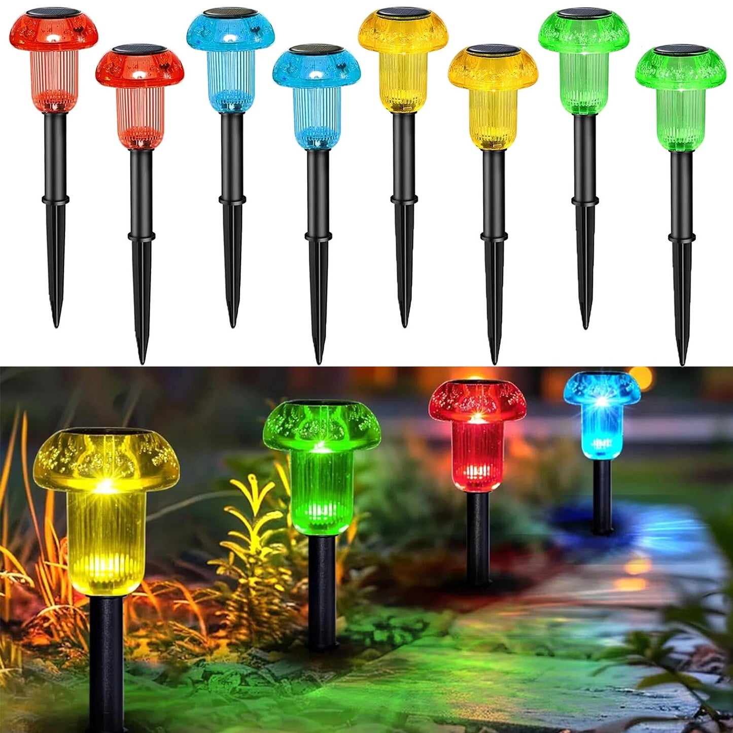 8 Pack Solar Garden Lights Outdoor Waterproof Pathway LED Lights Landscape Yard