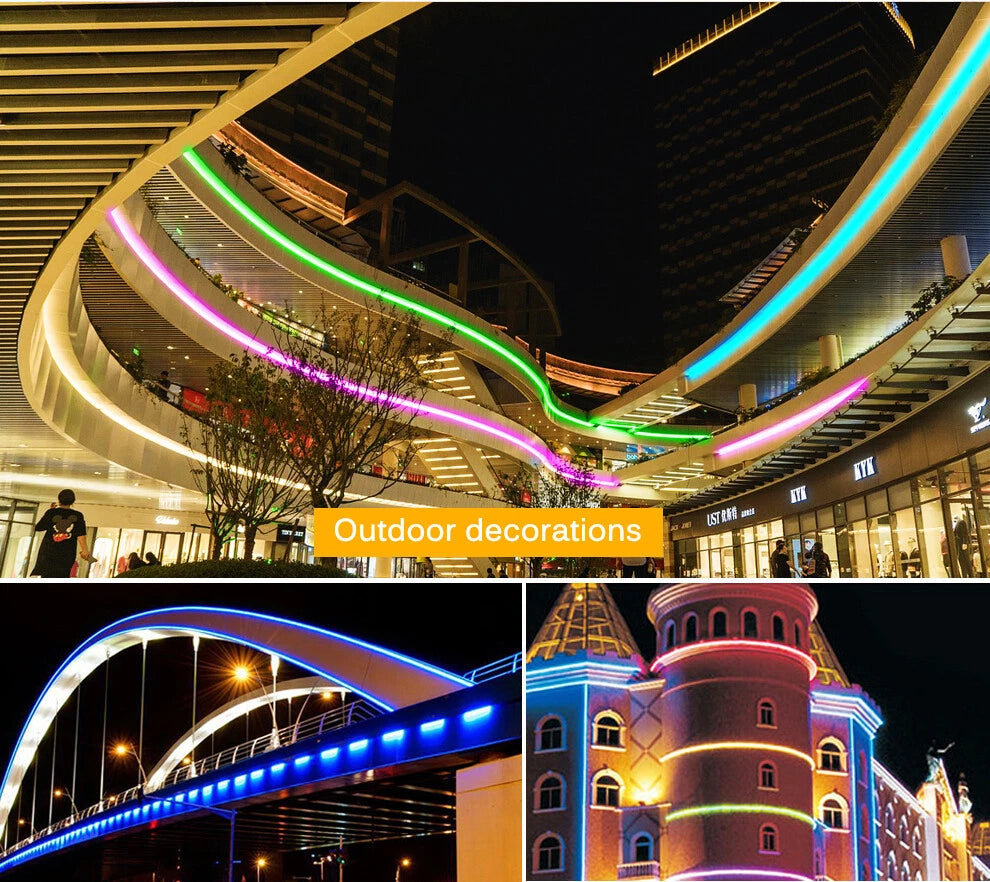 100ft 110V Neon LED Light Strip Waterproof Flexible Home Garden Floor Decor USA