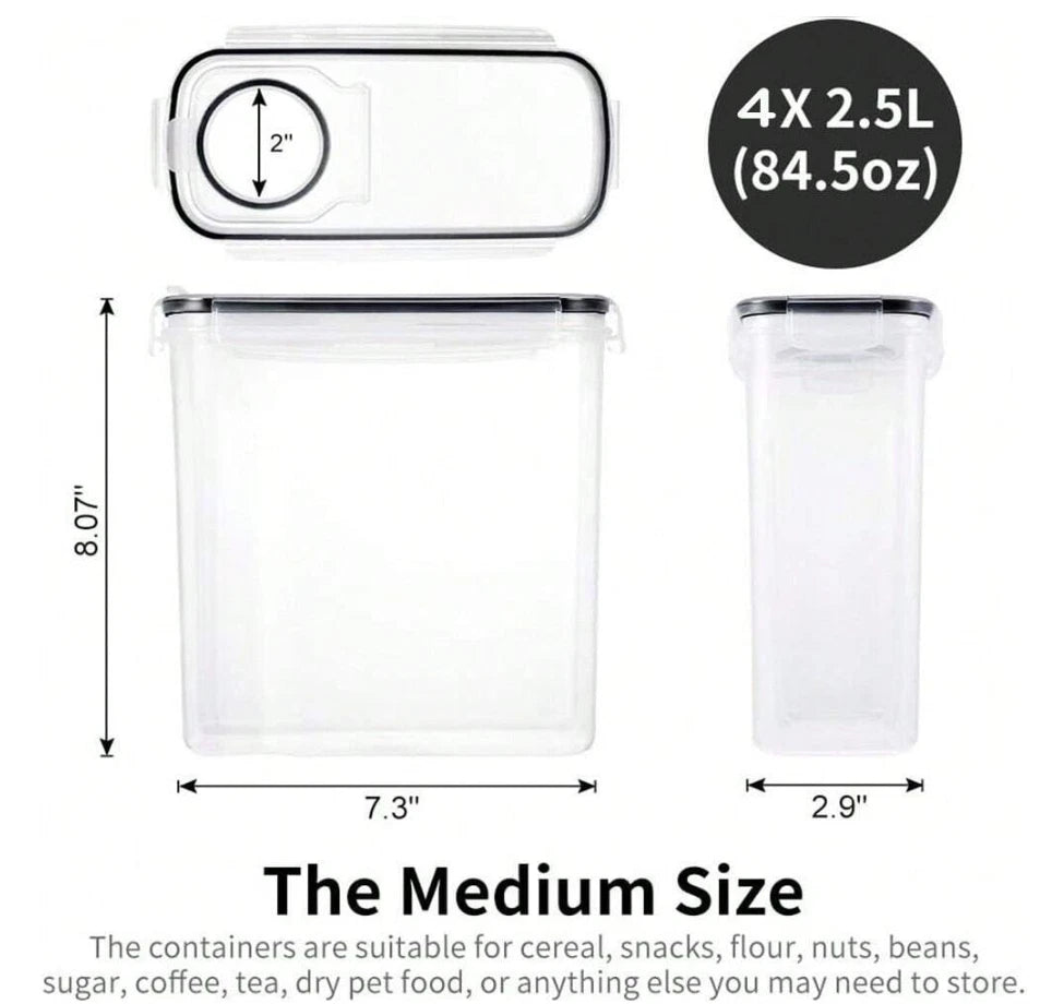 1pc 4?Pack Airtight Cereal Dispenser ? Clear Pantry Storage Canisters - NEW