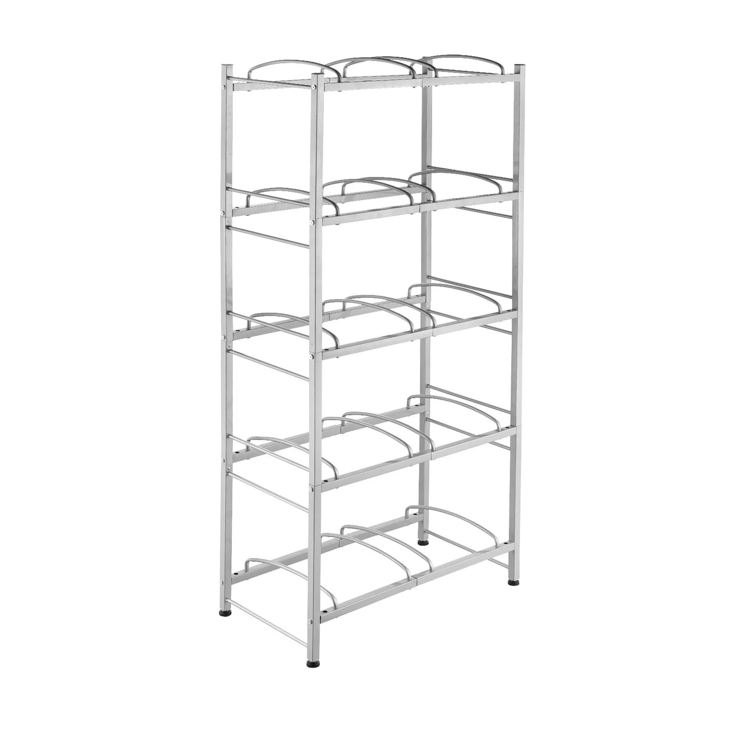 5-Tier Water Jug Holder Double Row Water Jug Rack 10 Bottles Silver Gray