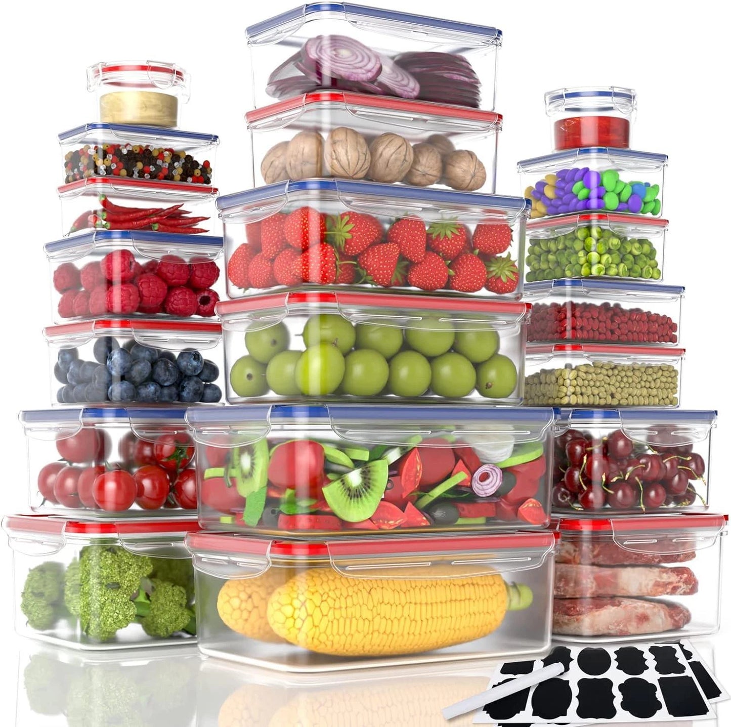 Versatile BPA-Free Food Storage Containers - 40-Piece Set for Organized Kitchens