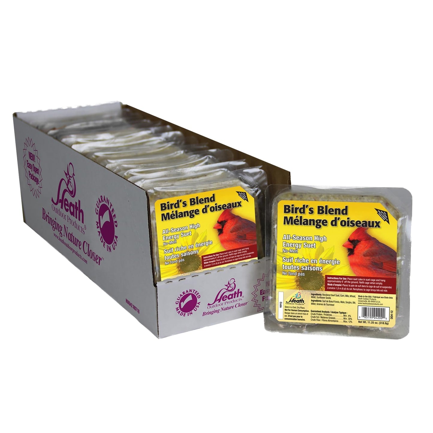 Heath Outdoor Products DD4-12 Heath Bird Suet Yellow 11.25 Ounce Pack of 12