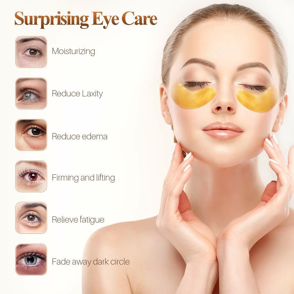80pc 24K Gold Crystal Collagen Eye Mask Patch Gel Wrinkle Anti Aging Dark Circle