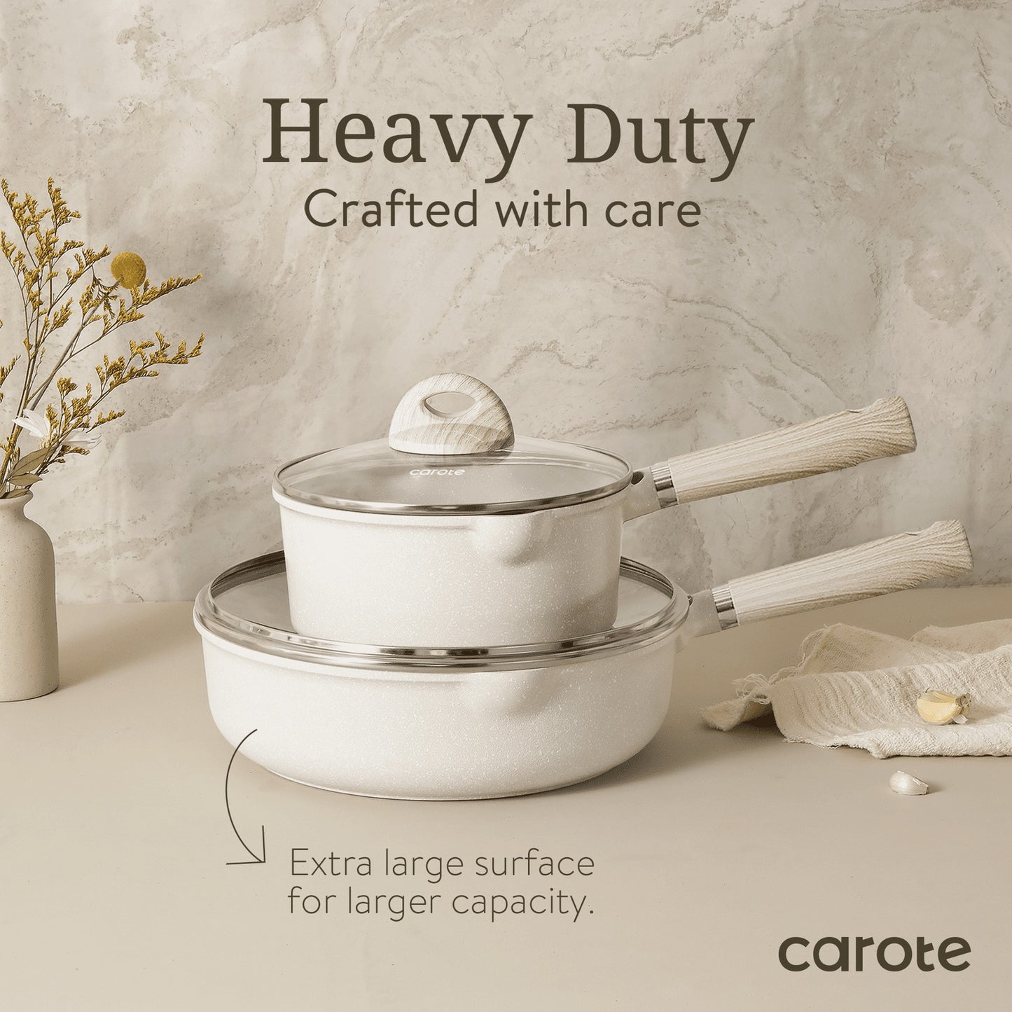 8-Piece Beige Granite Cookware Set