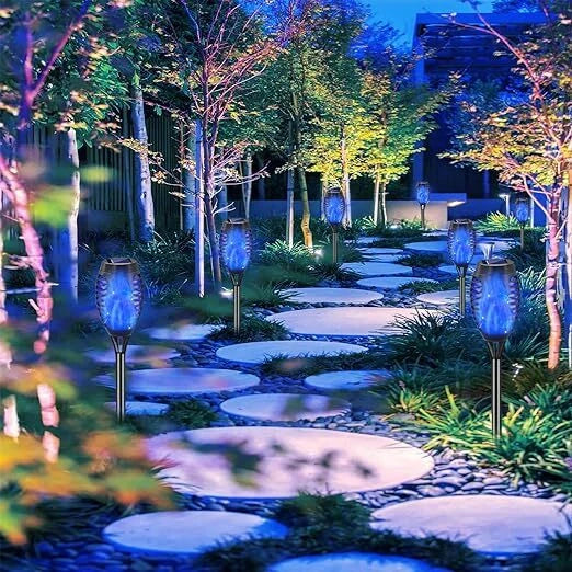 Solar Torch Lights with Flickering Flame Outdoor 12LED Tiki Torch Solar Lights
