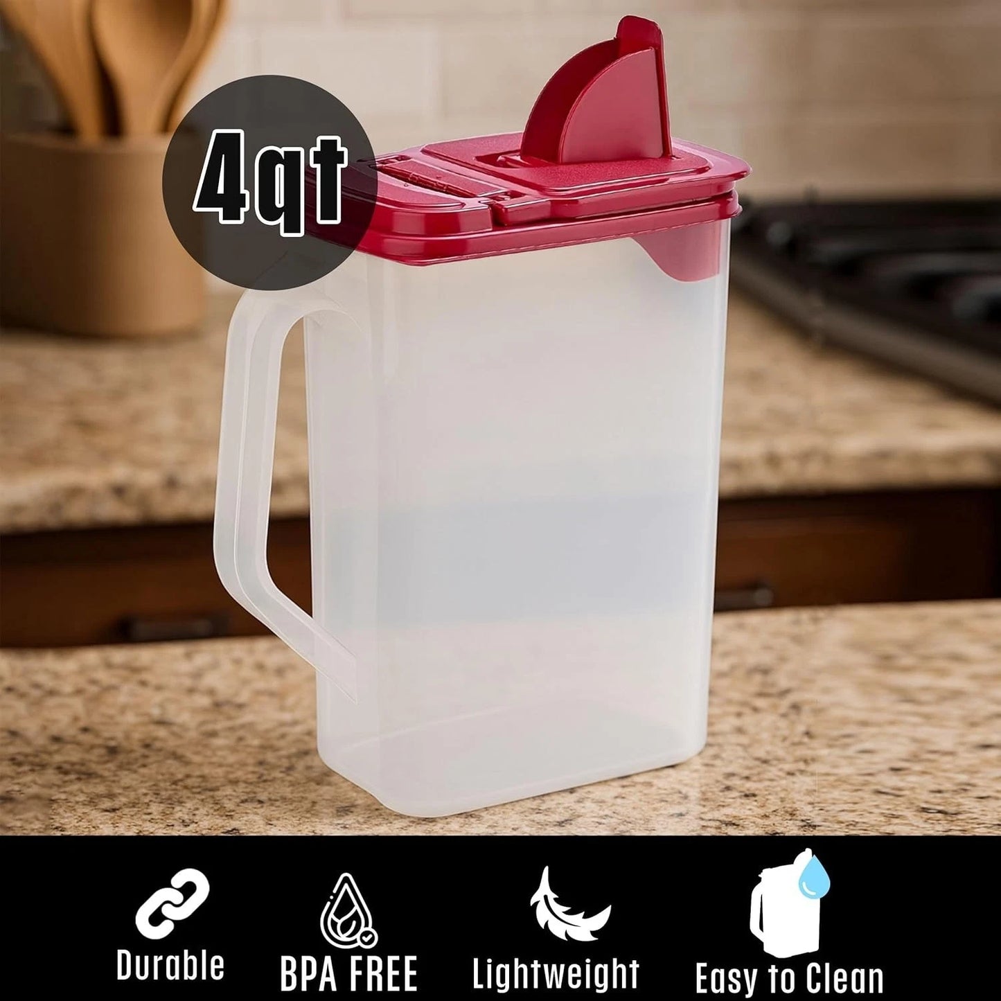 Space-Saving 4 Quart Kitchen Storage Container - Durable BPA-Free Plastic