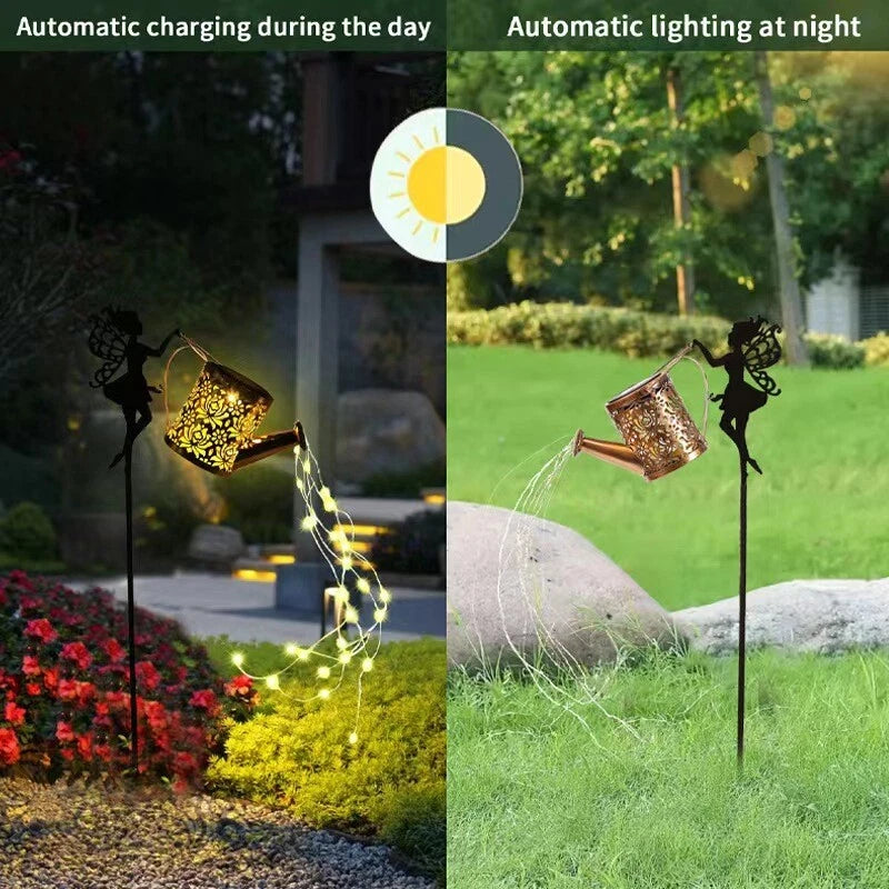 Solar Watering Can Light Outdoor Garden Waterproof Hanging LED String Landscape