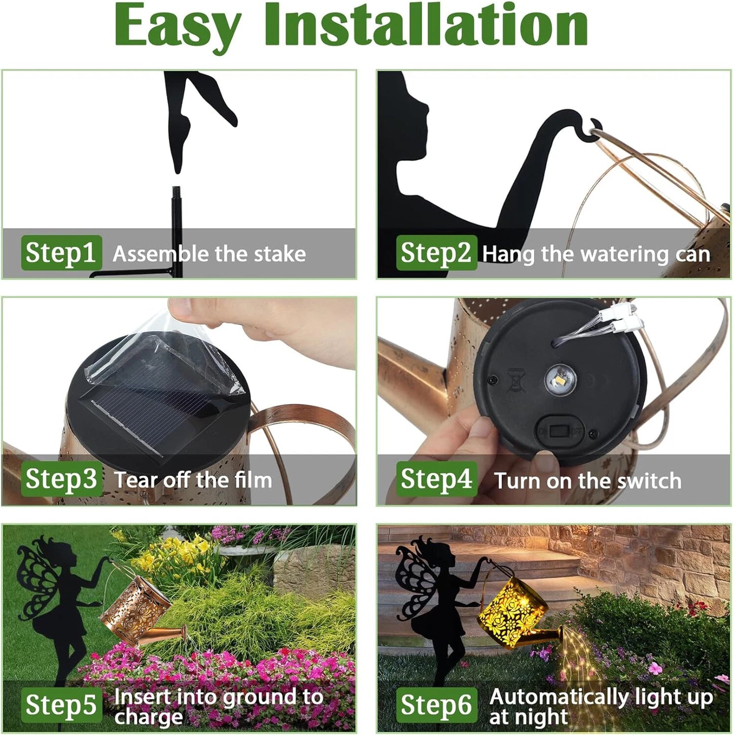 Solar Watering Can Light Outdoor Garden Waterproof Hanging LED String Landscape
