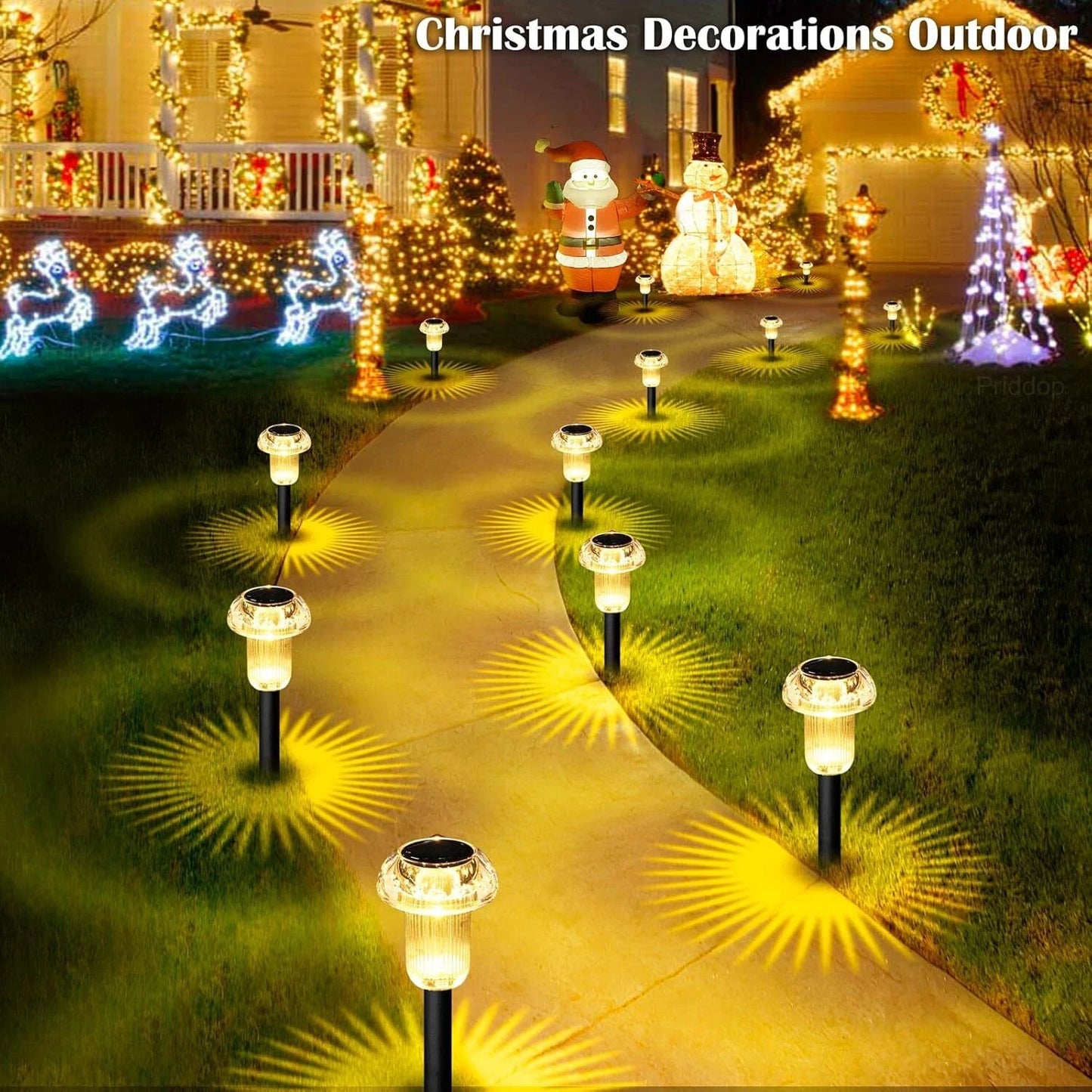 8 Pack Solar Garden Lights Outdoor Waterproof Pathway LED Lights Landscape Yard