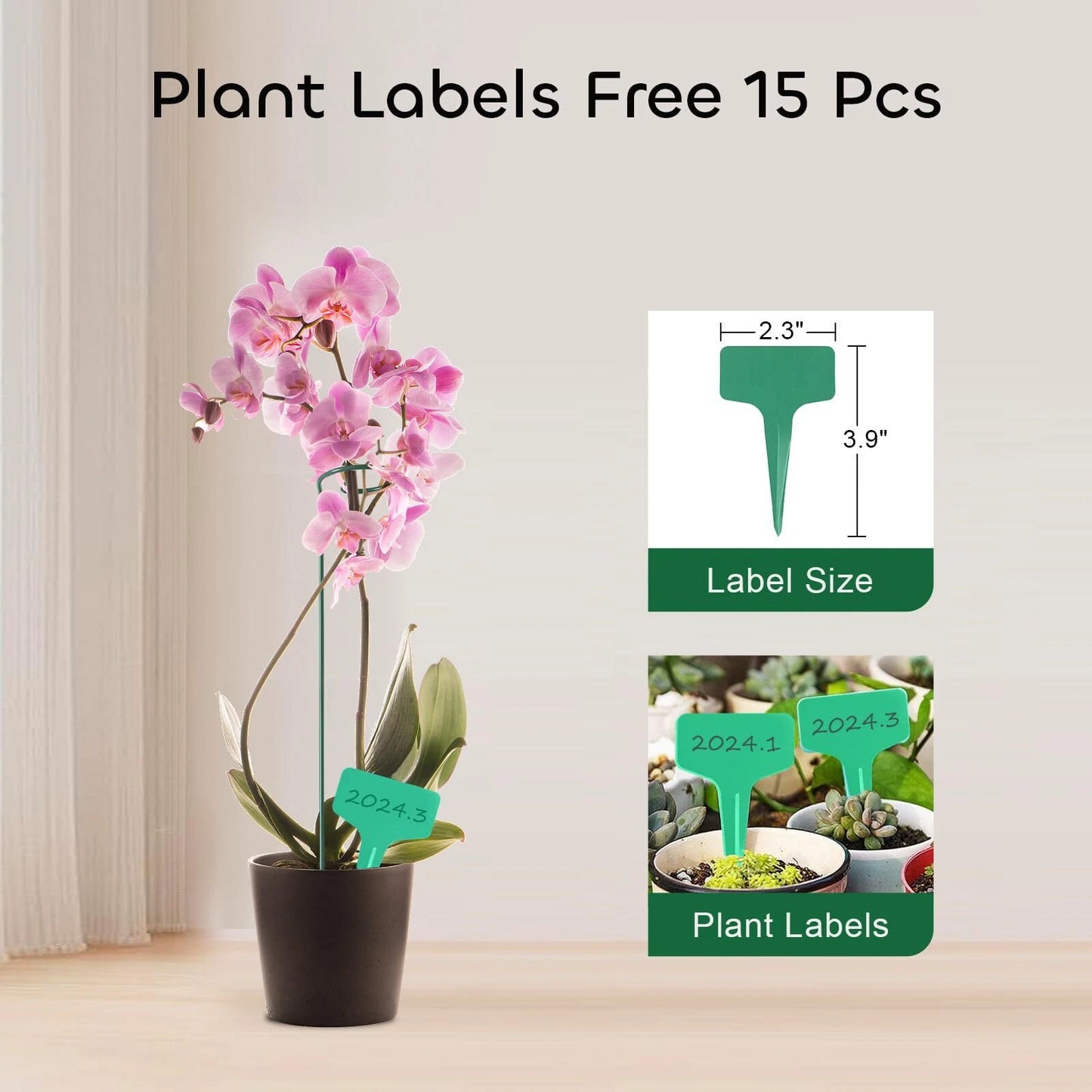 Plant Support Stakes with Plant Labels Garden Single Stem Flower Cage Support