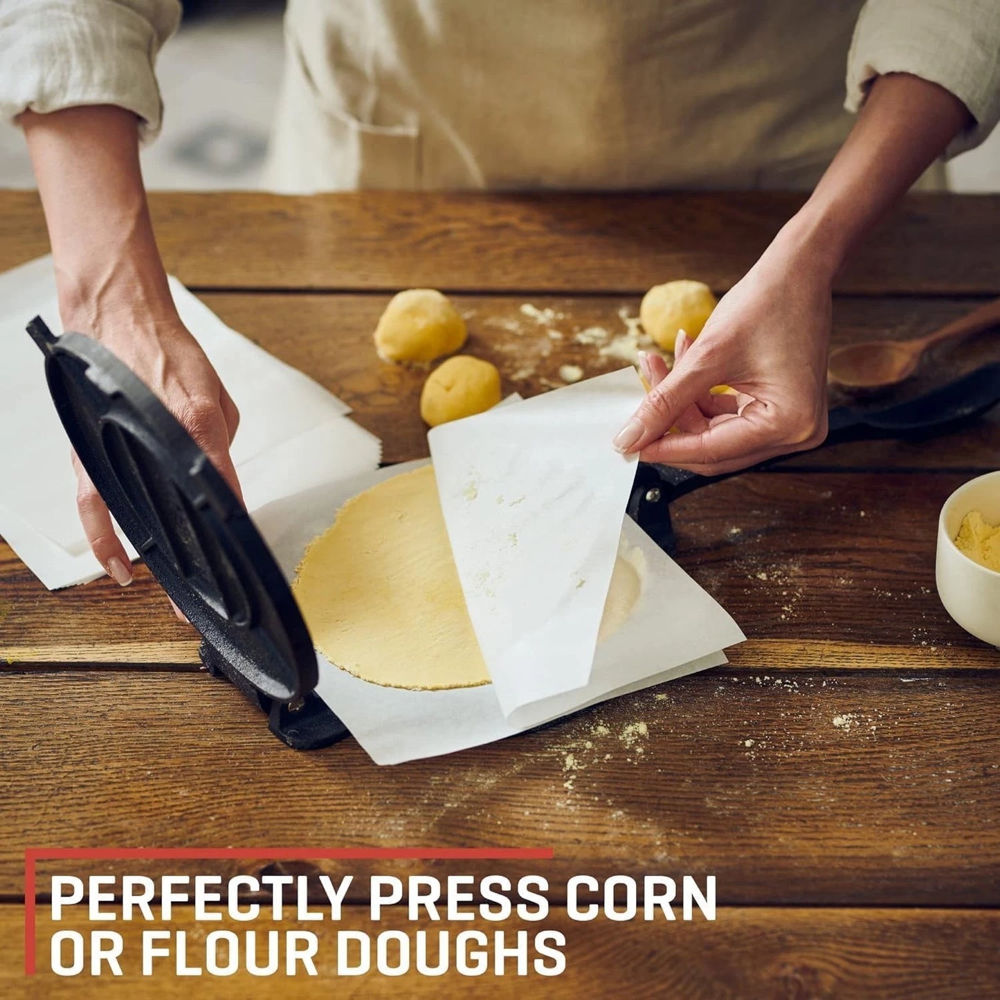 Cast Iron Tortilla Press 8 Inch - Tortilla Maker Press, Pre-Seasoned Roti Maker
