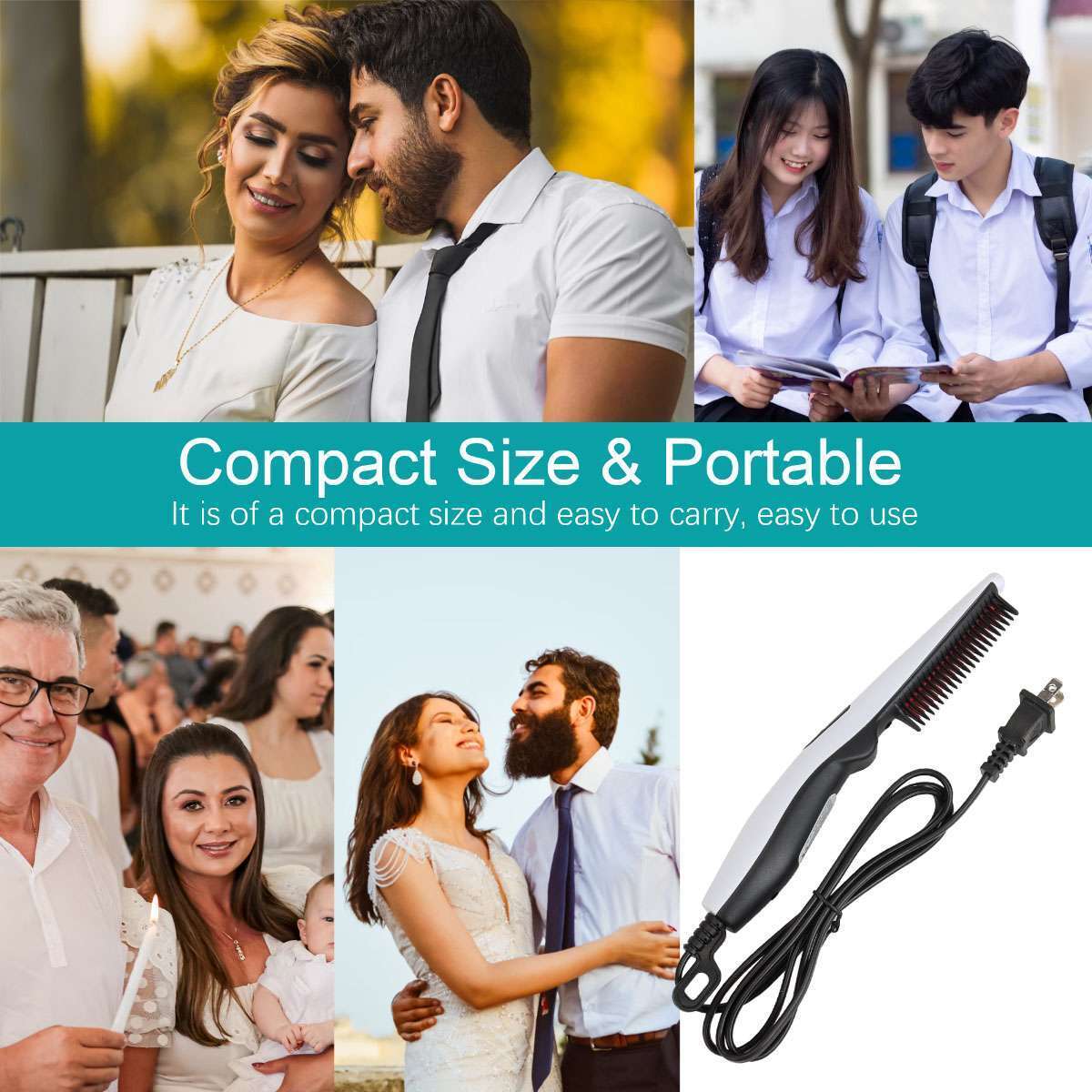 Beard Straightener Comb Quick Heated Brush Styler For Mens Pro Hair Electric