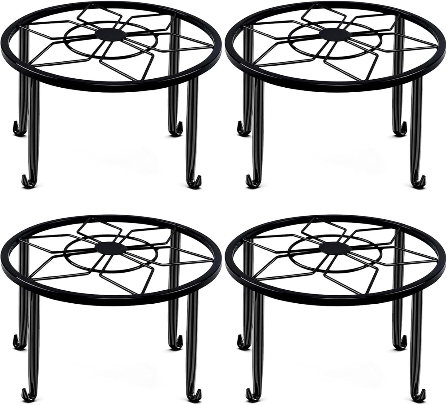 4 Pack Black Metal Potted Plant Stand for Indoor and Outdoor Plants 9.1 Inches H