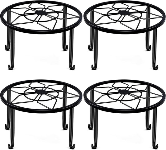 4 Pack Black Metal Potted Plant Stand for Indoor and Outdoor Plants 9.1 Inches H