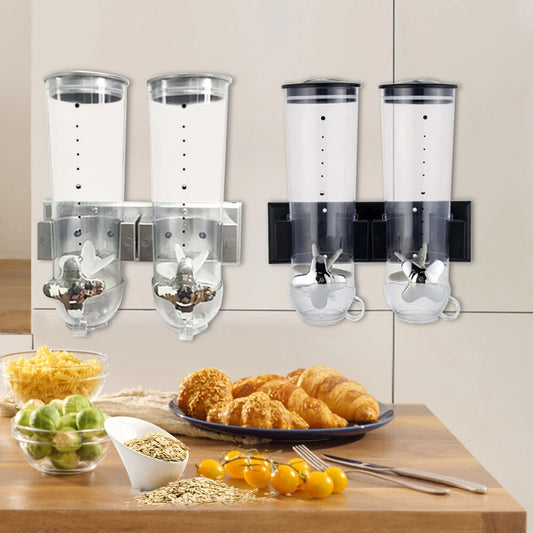 3L Kitchen Wall Mount Double Dry Food Dispenser Cereal Storage Container Home US