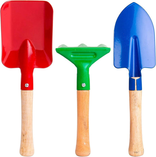 8" Long Gardening Tools for Kids Kids Garden Tools with Rake Shovel and 3 Piece