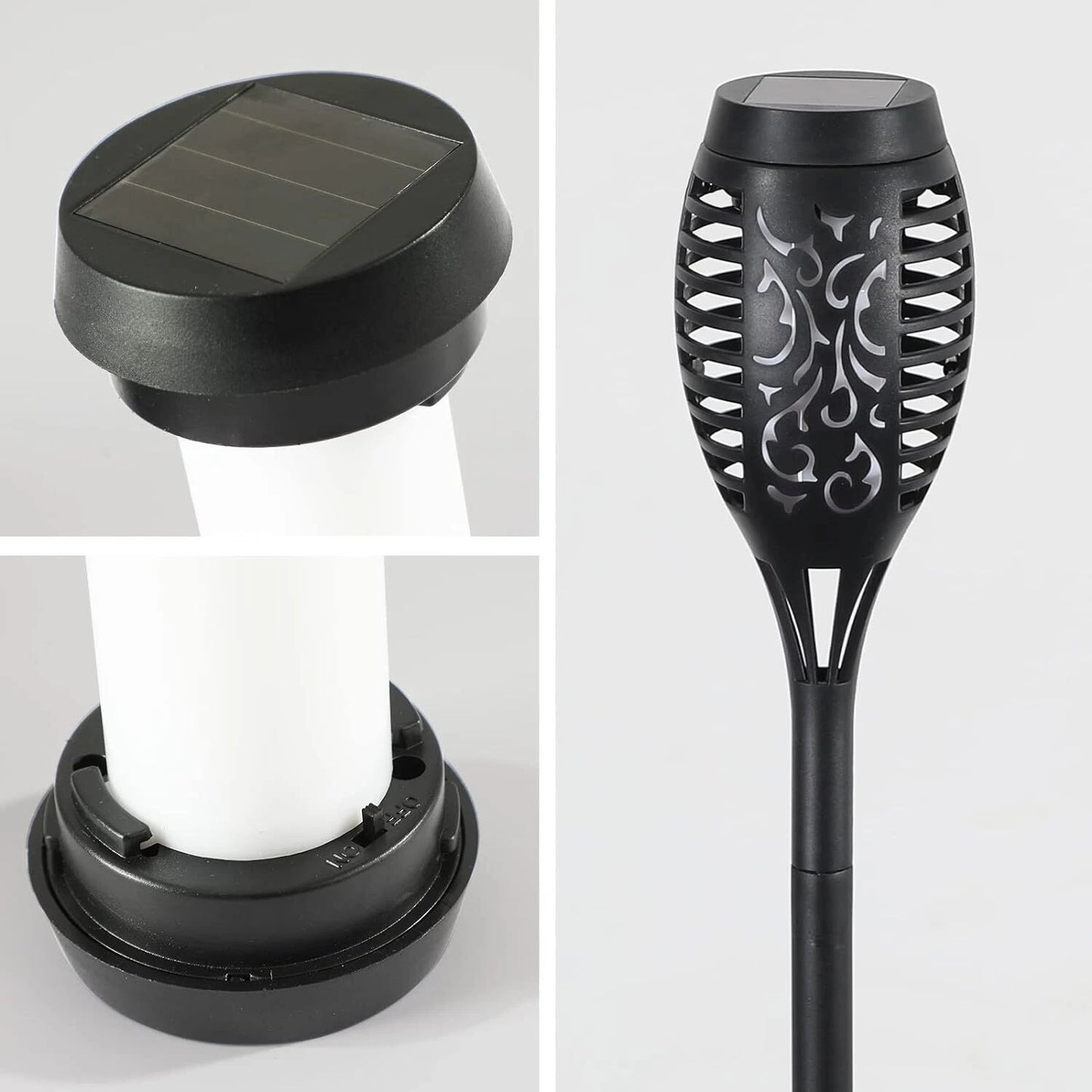 Solar Torch Lights with Flickering Flame Outdoor 12LED Tiki Torch Solar Lights