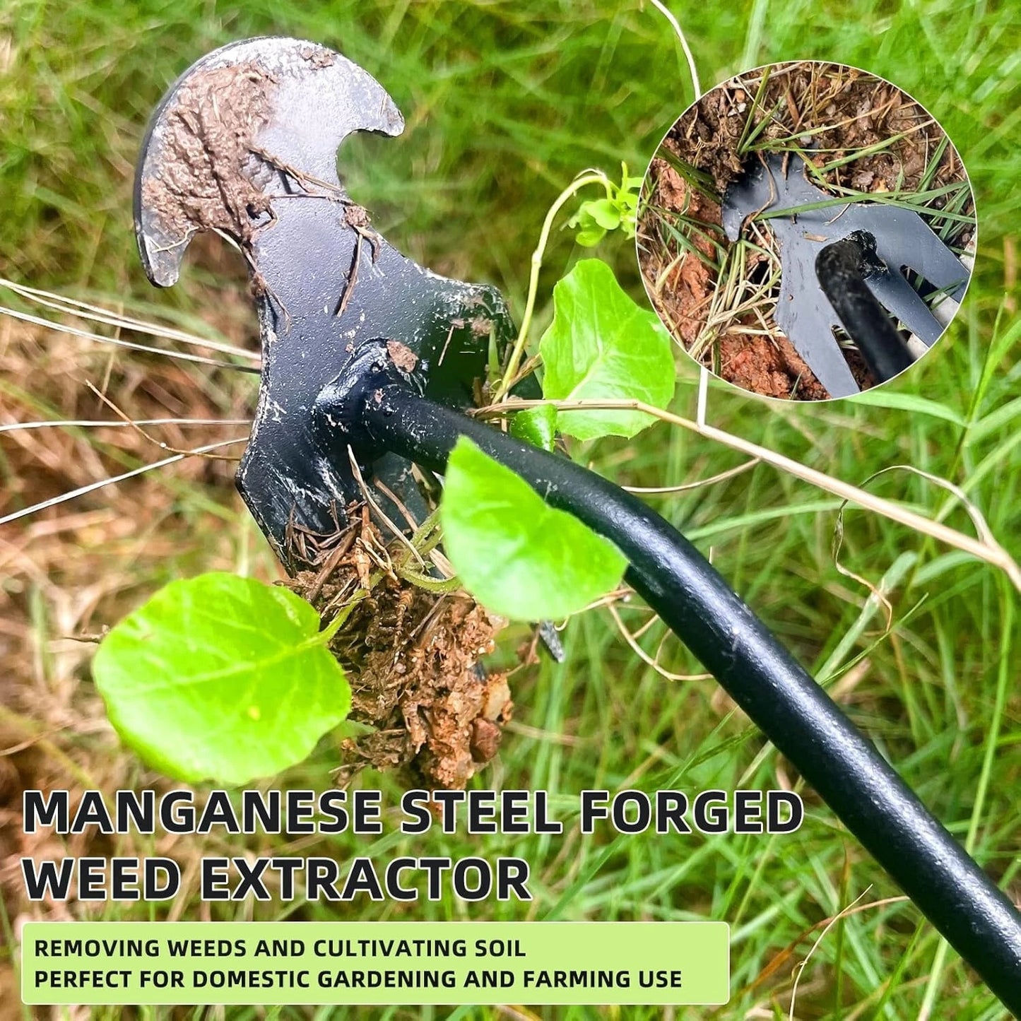 Manual Weed Puller Twister Garden Lawn Grass Root Remover Claw Tool Black Steel