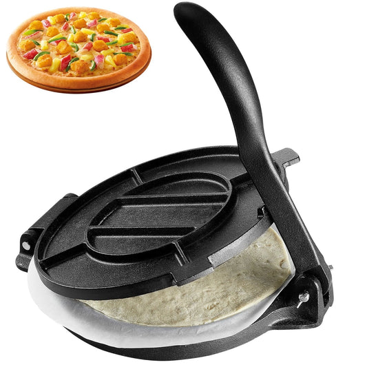 KFFKFF Tortilla Press, 10-Inch Cast Iron Roti & Tortilla Maker, with 100 Sheets