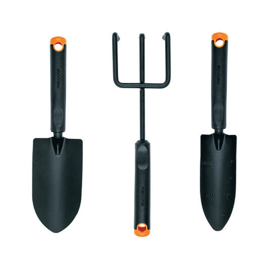 Fiskars 3 Piece Garden Tool Set with Trowel, Transplanter and Hand Cultivator