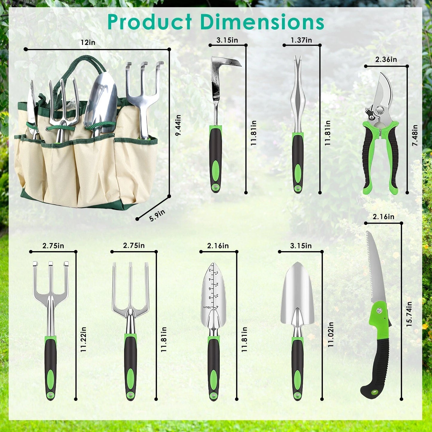 10PCS Garden Tool Set Garden Hand Tool Kit Aluminum Alloy Gardening Tool Set US