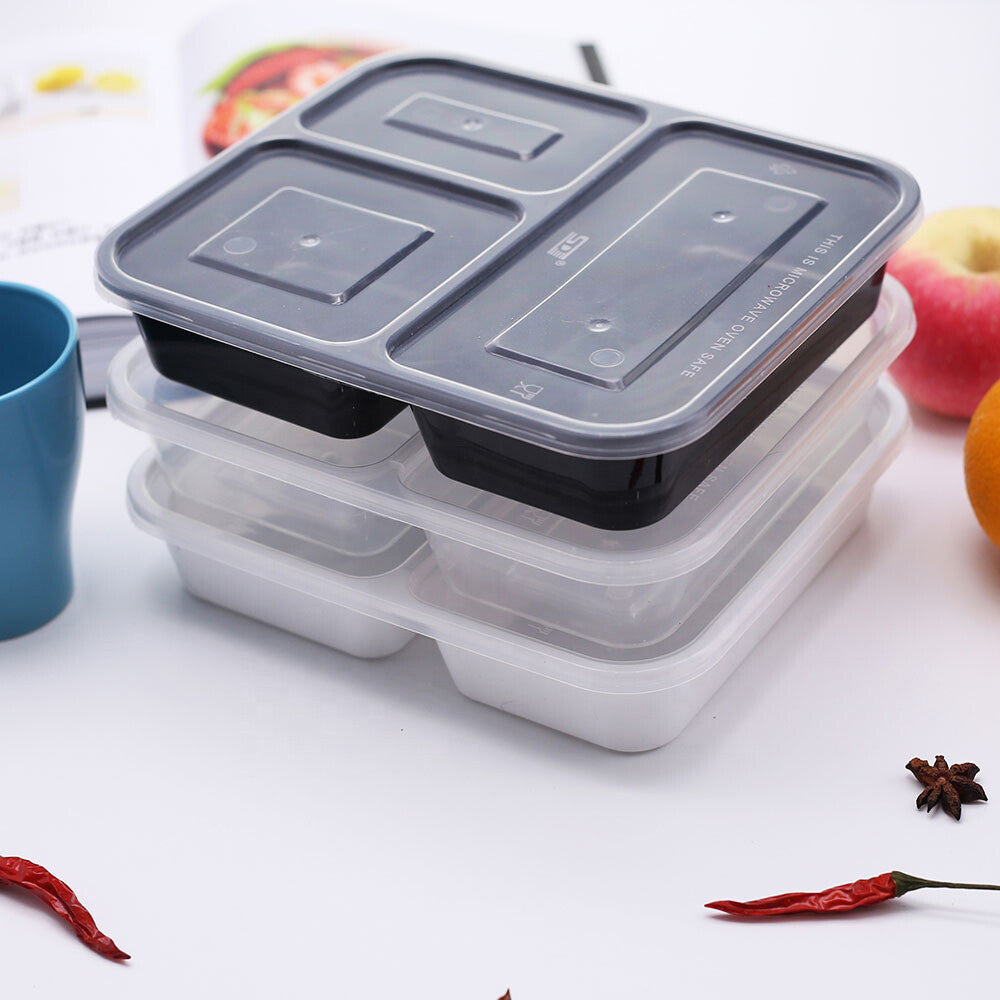 10 Pack Bento Box 32oz 3 Compartment Meal Prep Containers with Lids Food Storage