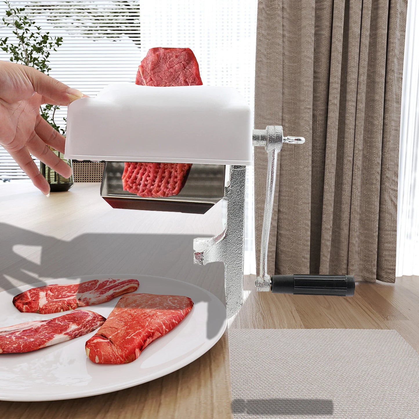Commercial Meat Tenderizer Cuber Hand Crank Steak Flatten Butcher Kitchen Tool