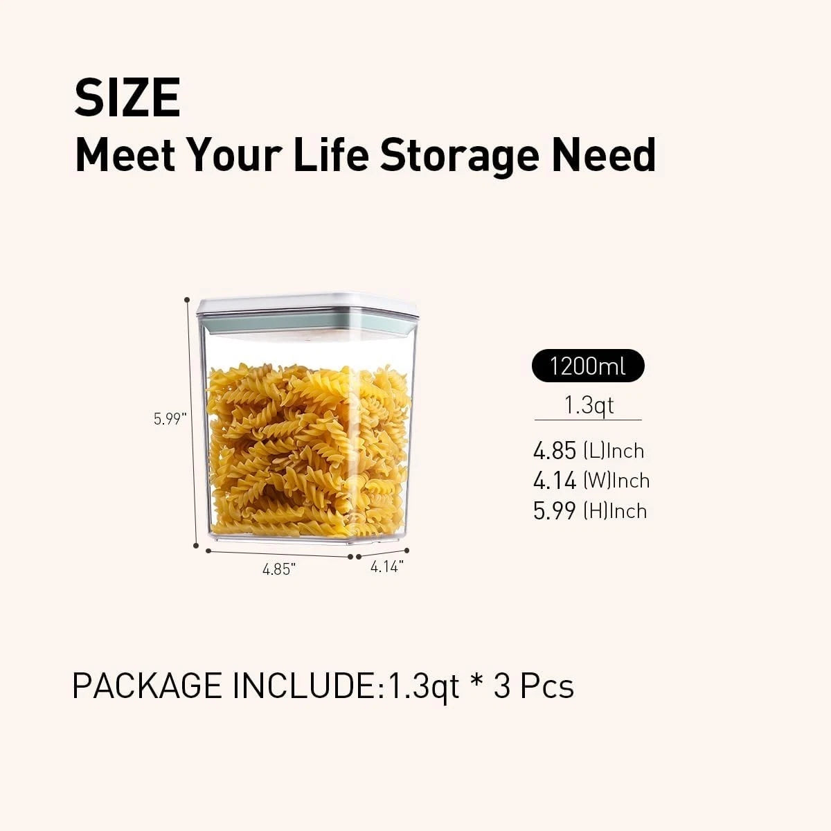 Stackable 1.3Qt Food Storage Container Set - Pop-Up, BPA-Free, Leak-Proof