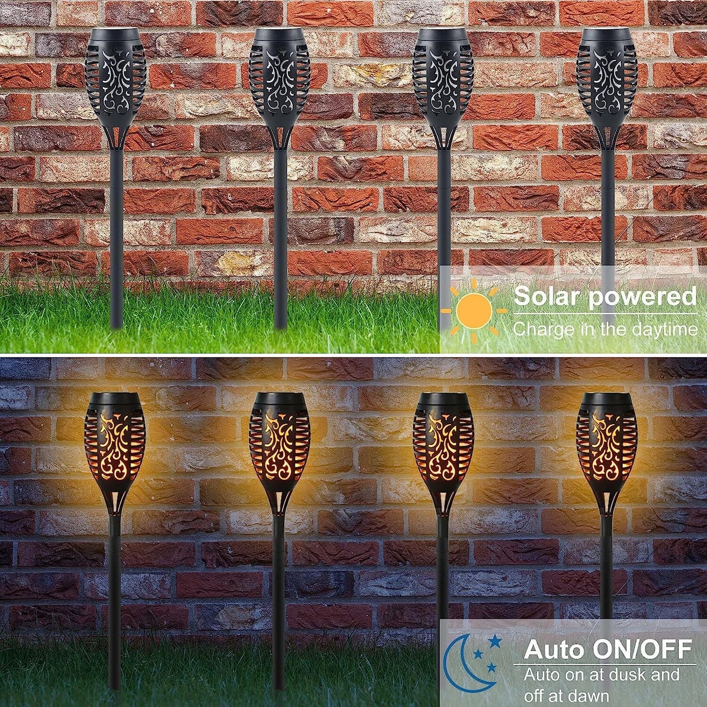 Solar Torch Lights with Flickering Flame Outdoor 12LED Tiki Torch Solar Lights