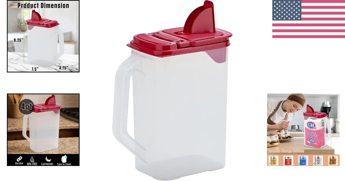 Space-Saving 4 Quart Kitchen Storage Container - Durable BPA-Free Plastic