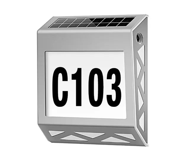 Solar Power House Number Address Sign Waterproof Stainless-Steel Christmas Gift