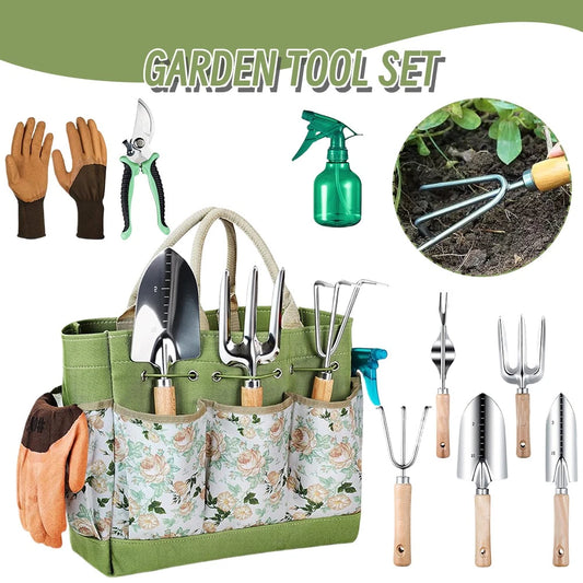 Garden Tool Set, 9Pcs Heavy Duty Gardening Hand Tools with Fashion & Durable US
