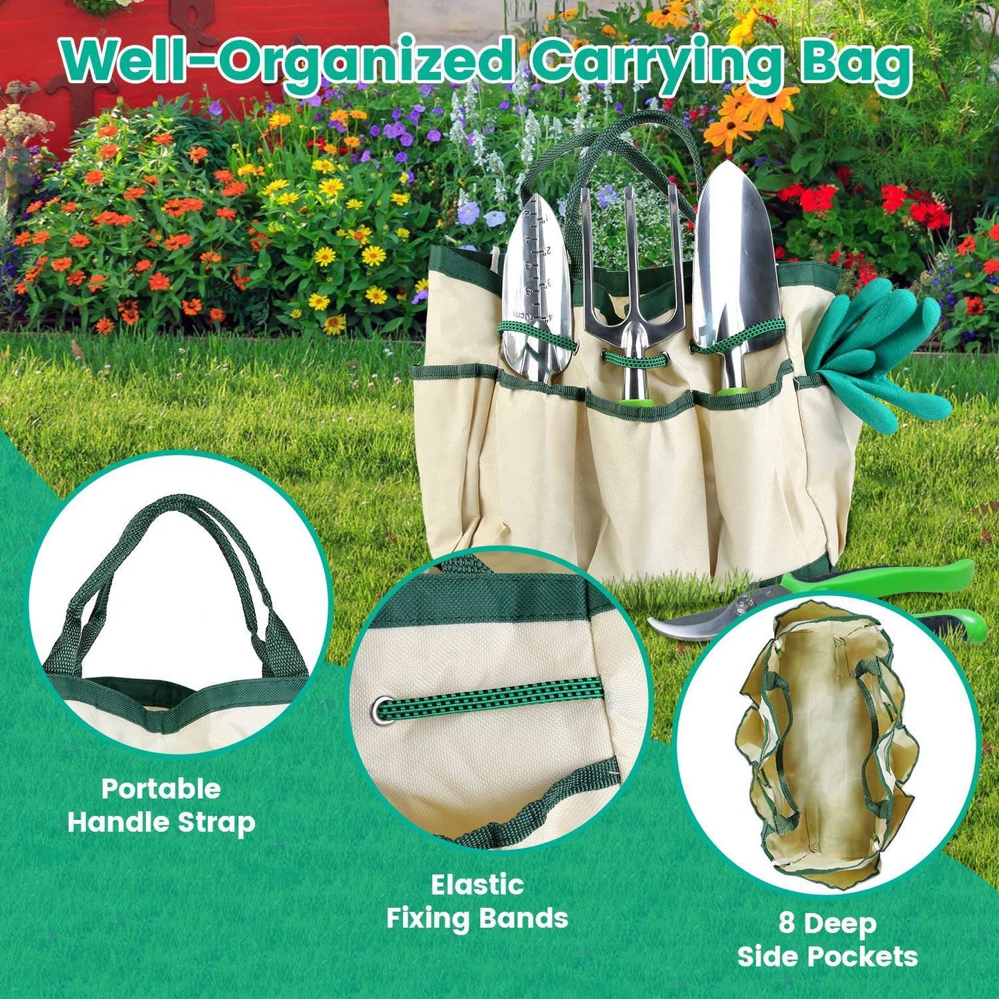 10PCS Garden Tool Set Garden Hand Tool Kit Aluminum Alloy Gardening Tool Set US