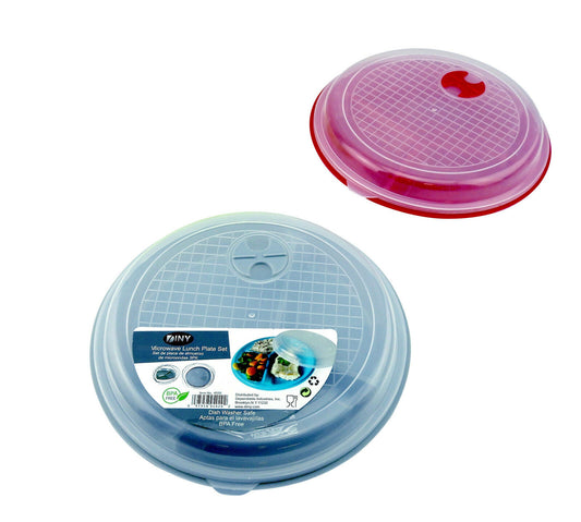 Divided Microwave Portion Plate Vented Lids Lunch Dinner Diet BPA Free 2 Pack