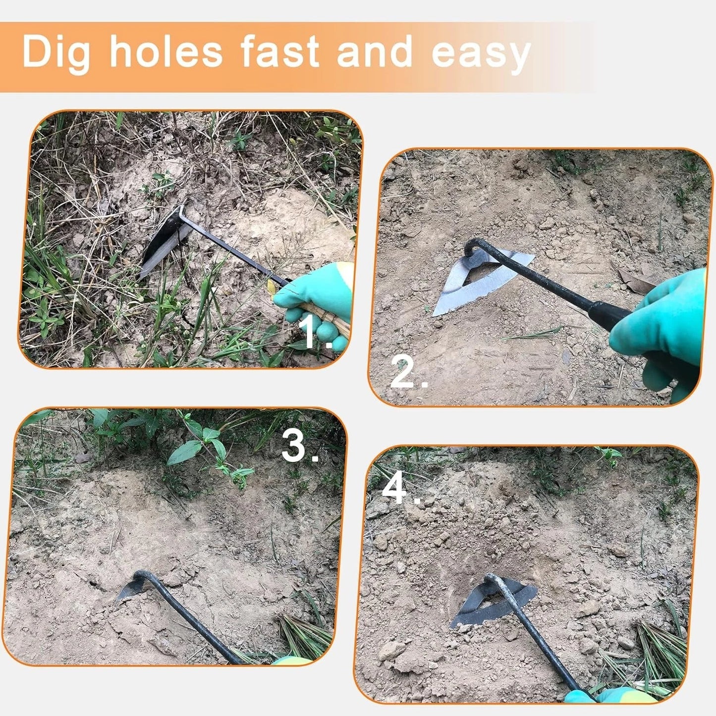 Gardening Tools Set: Hollow Hoe & Japanese Sickle for Effortless Weeding