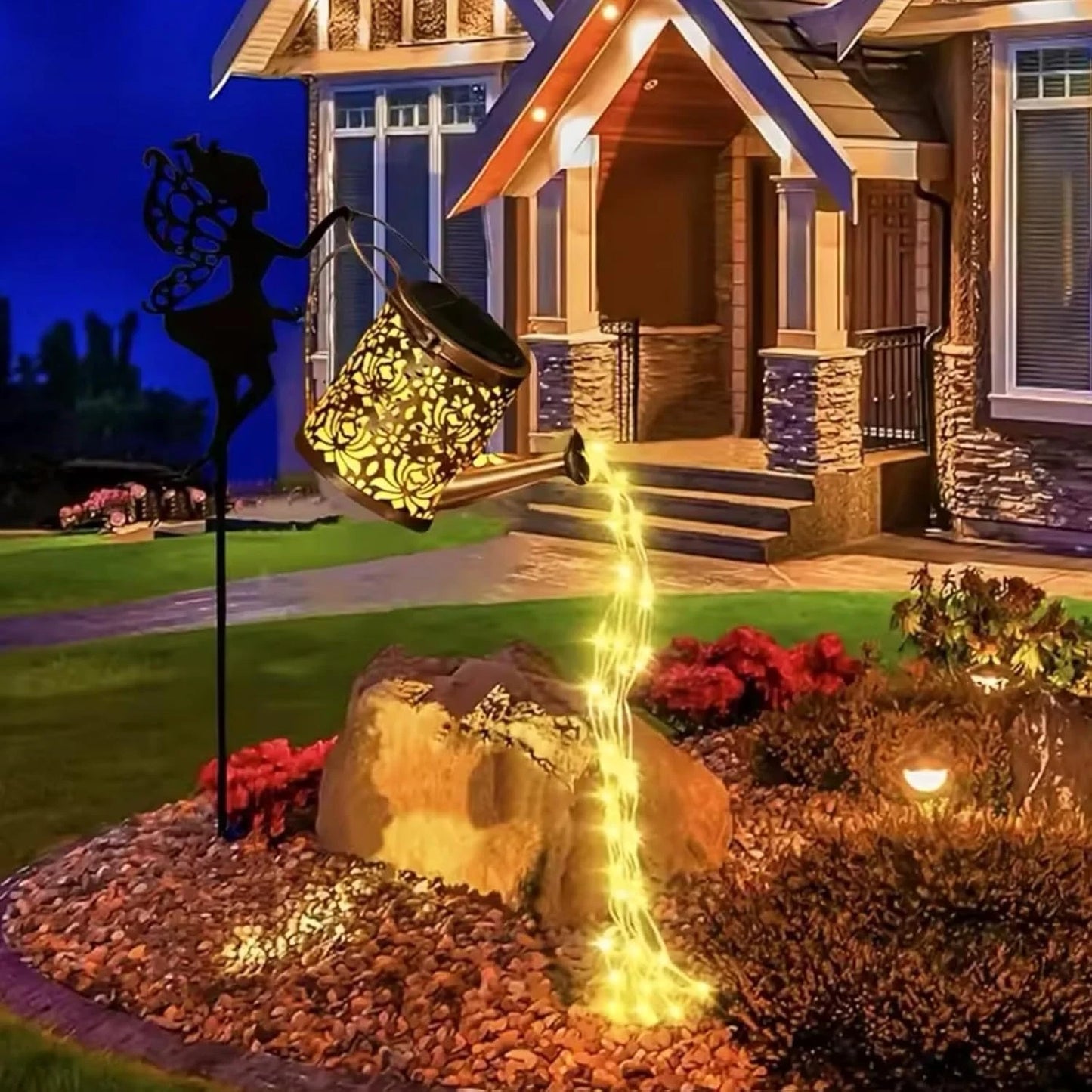 Solar Watering Can Light Outdoor Garden Waterproof Hanging LED String Landscape
