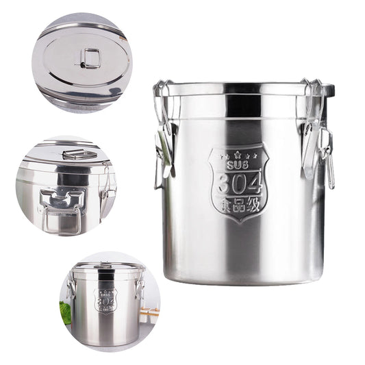 6L Stainless Steel Cereal Container Metal Kitchen Rice Storage Bucket with Lid