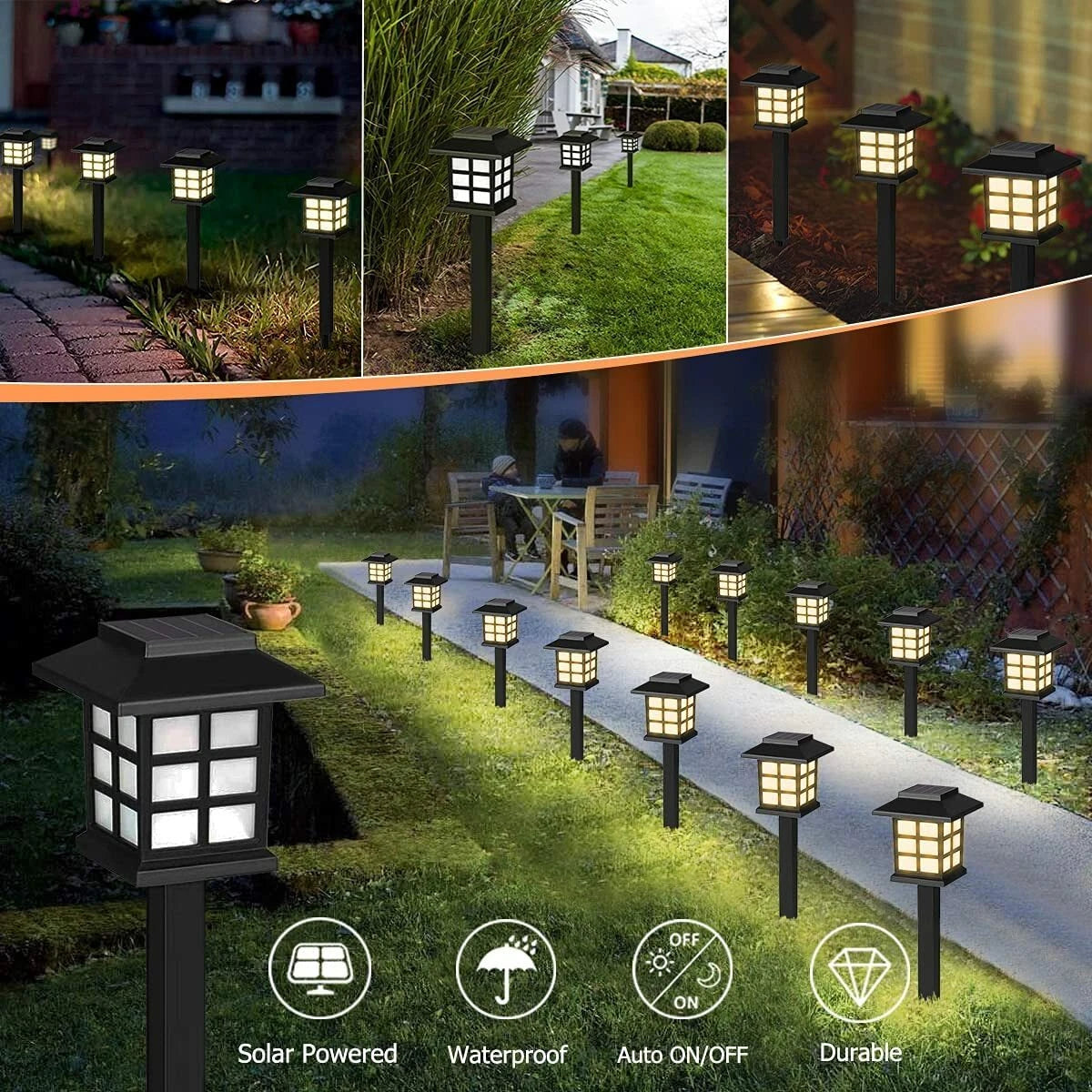 12Pack Solar Pathway Lights Outdoor Landscape Solar Waterproof Garden LED Lights