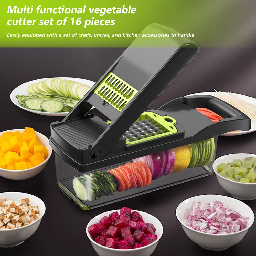 16-In-1 Vegetable Fruit Kitchen Chopper Cutter Food Onion Veggie Dicer Slicer US