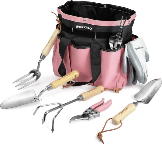7-Piece Garden Tool Set Stainless Steel Gardening Tools w/Wood Handle Outdoor US