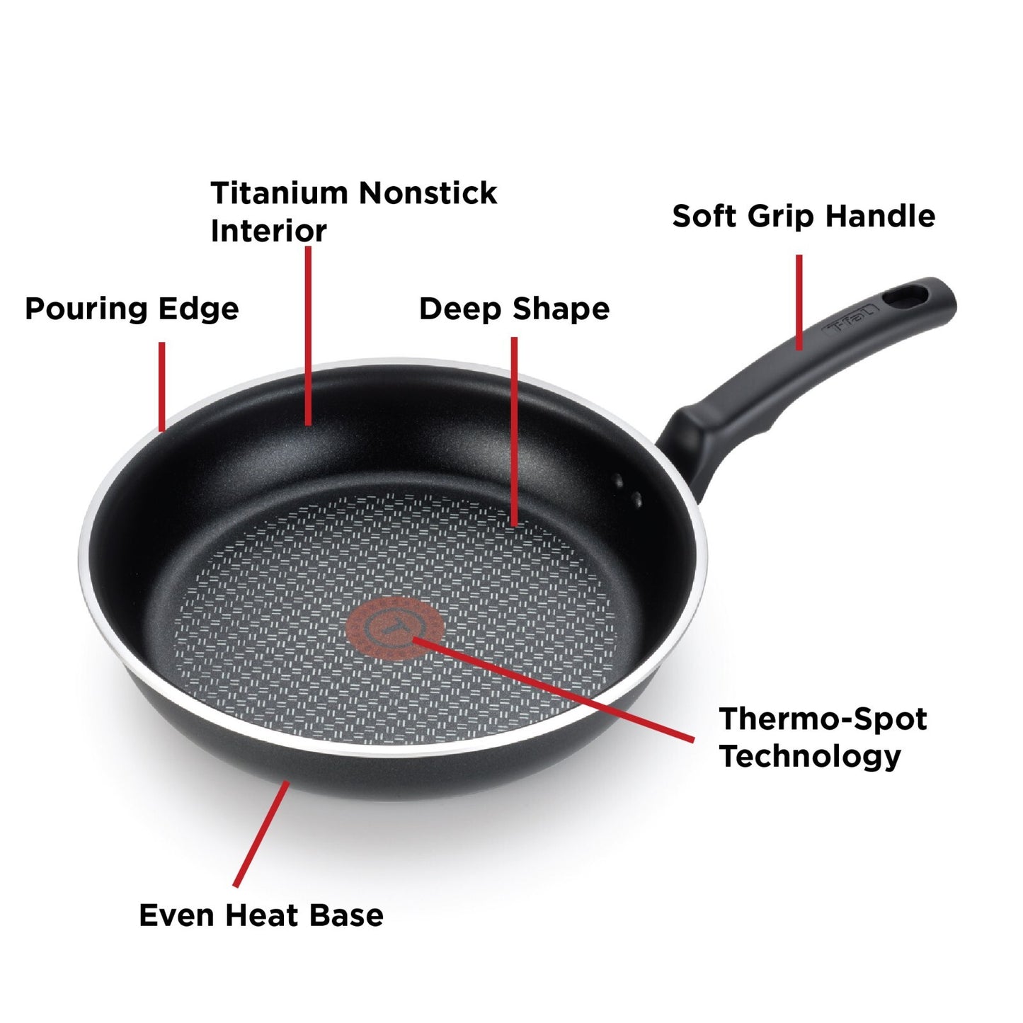 T-fal Cook & Strain Nonstick 2-Piece Fry Pan Cookware Set, 9.5 & 11 inch, Black
