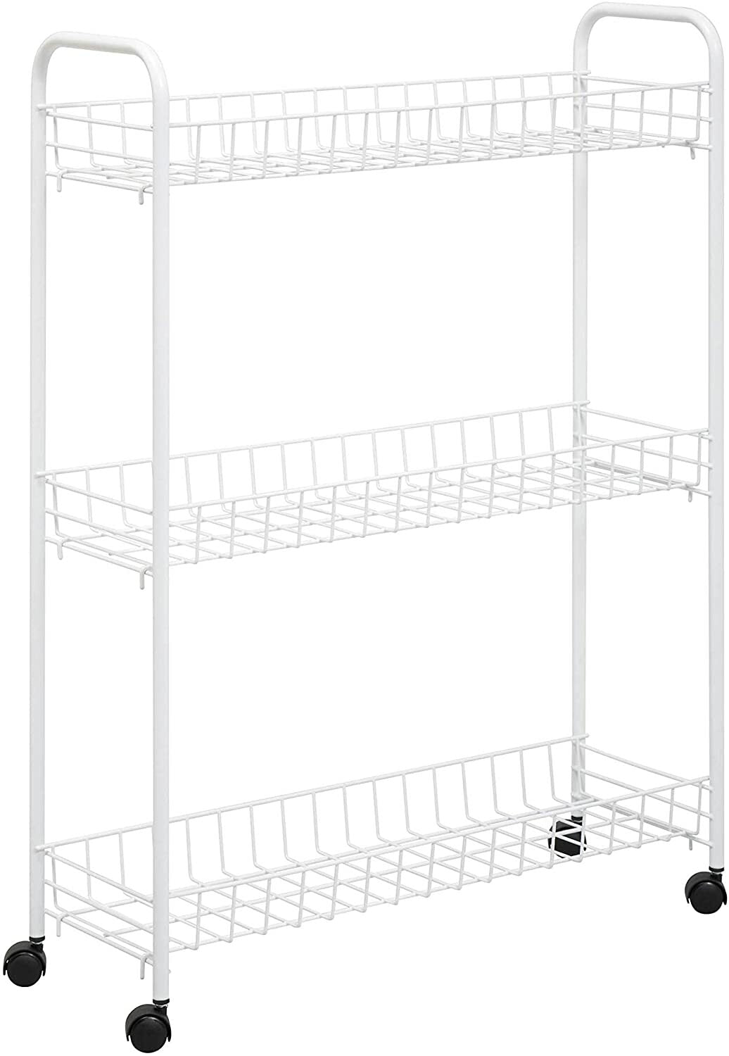 Honey-Can-Do 3-Tier Rolling Household Storage Laundry Basket-Style Cart, White