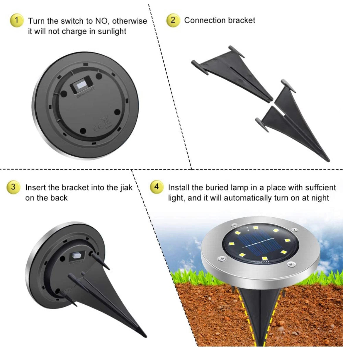 12PACK Solar In Ground Lights Outdoor Buried Lamp Disk LED Lawn Pathway Garden