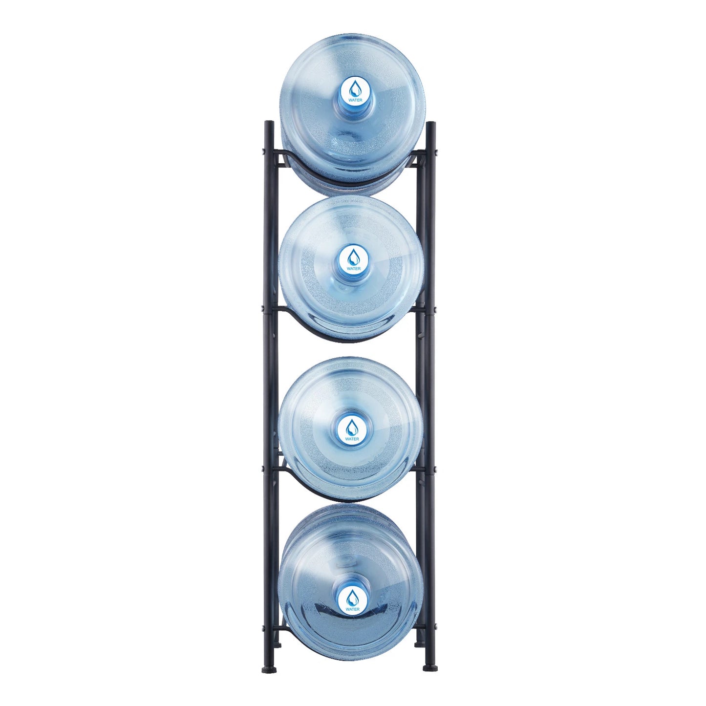 4 Tiers Water Jug Holder Single Row Water Bottle Rack for 4 Bottles Black