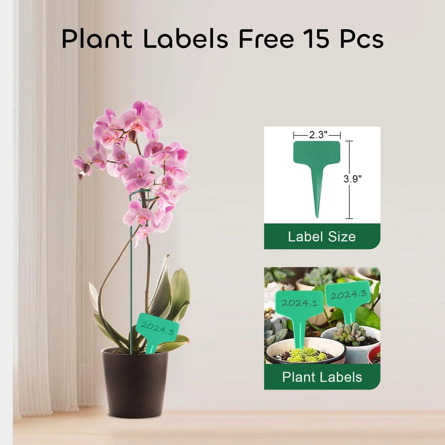 Plant Support Stakes with Plant Labels Garden Single Stem Flower Cage Support